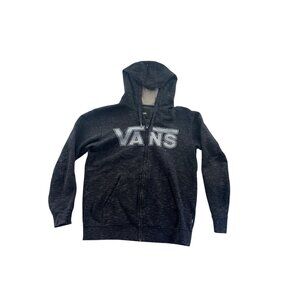 Vans Men's Zip-Up Hoodie Sweatshirt Medium With Hood & Pockets Black